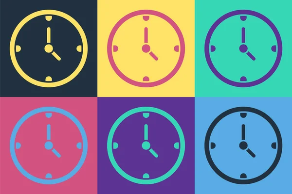Pop Art Icono Del Reloj Aislado Fondo Color Símbolo Tiempo — Vector de stock