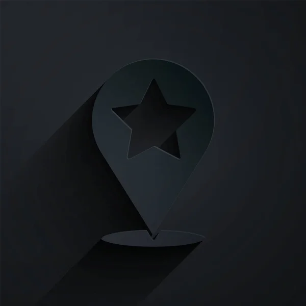 Kartenzeiger Mit Sternsymbol Auf Schwarzem Hintergrund Stern Lieblings Pin Map — Stockvektor