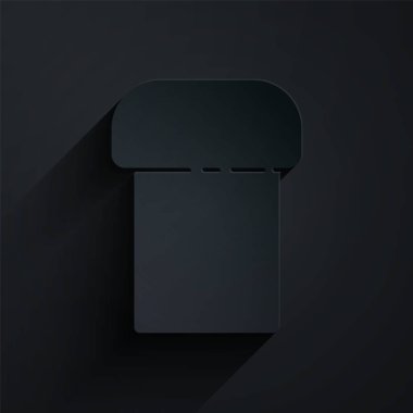 Kağıt kesiği paskalya pastası simgesi siyah arka planda izole edilmiş. Mutlu Paskalyalar. Kağıt sanatı tarzı. Vektör İllüstrasyonu