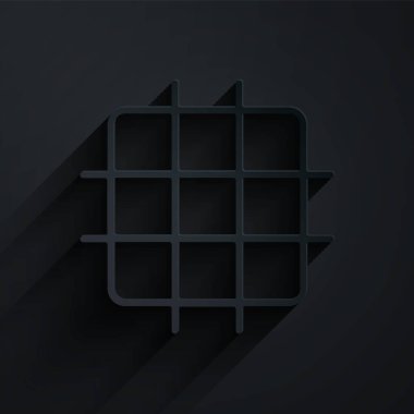 Kağıt kesiği grafik simgesi siyah arkaplanda izole edildi. Kağıt sanatı tarzı. Vektör İllüstrasyonu