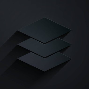 Kağıt kesiği simgesi siyah arkaplanda izole edildi. Kağıt sanatı tarzı. Vektör İllüstrasyonu