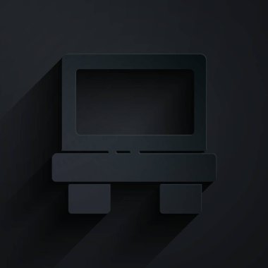 Kağıt kesiği. Elektrik koruma bileşeni simgesi fitili siyah arkaplanda izole edilmiş. Eriyen koruyucu fitil. Kağıt sanatı tarzı. Vektör İllüstrasyonu