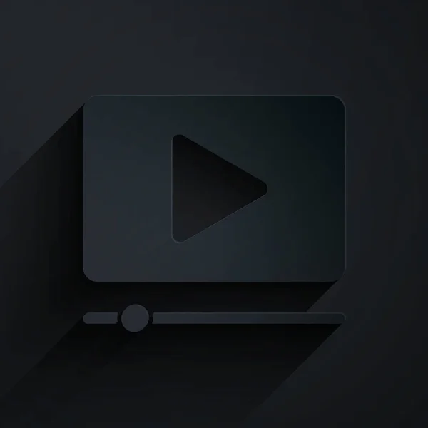 Χάρτινη Περικοπή Online Εικονίδιο Βίντεο Αναπαραγωγής Απομονωμένο Μαύρο Φόντο Ταινία — Διανυσματικό Αρχείο