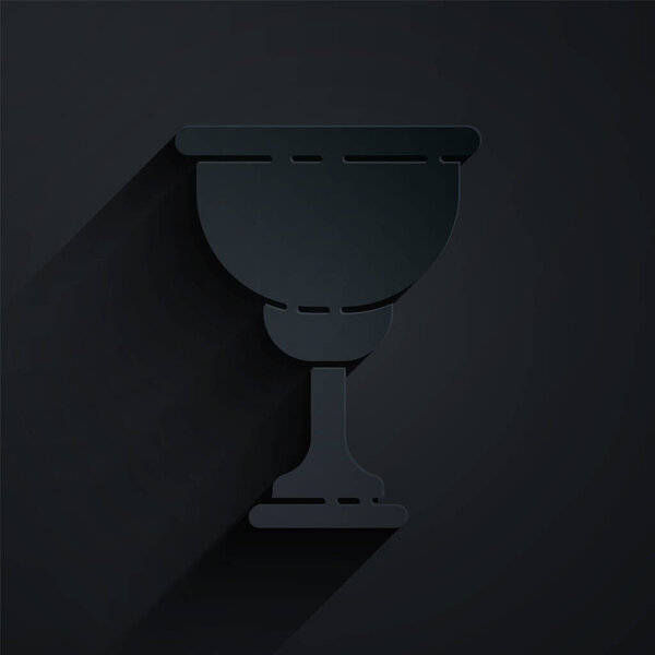 Бумага вырезала икону христианской чаши на черном фоне. Икона христианства Счастливой Пасхи. Бумажный стиль. Векторная миграция
