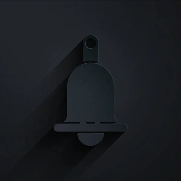 Paper Cut Ringing Bell Icon Isolated Black Background Alarm Symbol — ストックベクタ