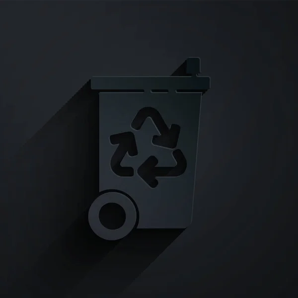 Papier Découpé Corbeille Avec Icône Symbole Recyclage Isolé Sur Fond — Image vectorielle