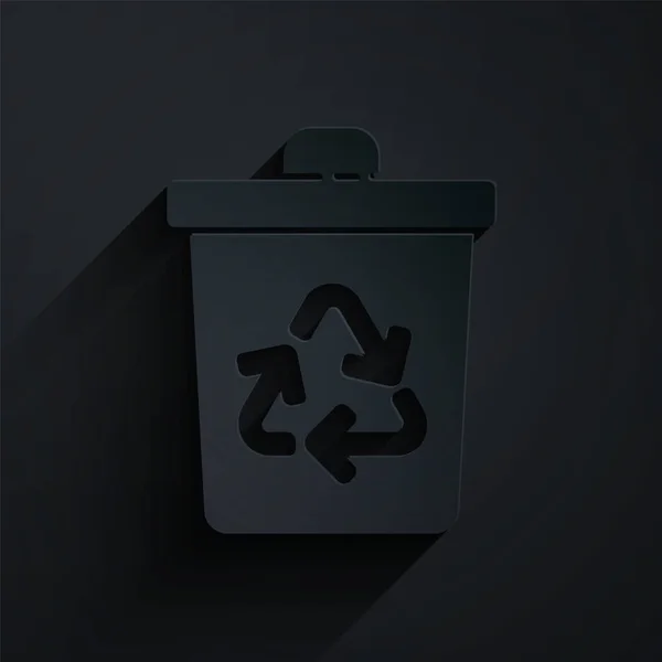 Papierkorb Mit Recycling Symbol Isoliert Auf Schwarzem Hintergrund Mülleimer Symbol — Stockvektor