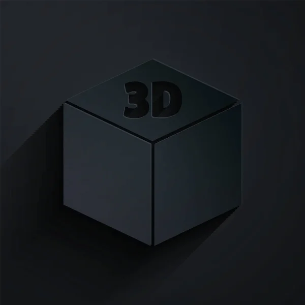 Icône Cube Isométrique Coupé Papier Isolé Sur Fond Noir Cubes — Image vectorielle