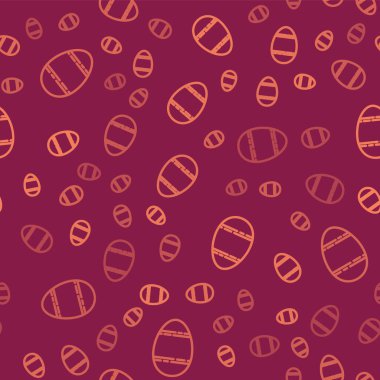 Kahverengi çizgi Paskalya yumurtası ikonu kırmızı arka planda izole edilmiş. Mutlu Paskalyalar. Vektör İllüstrasyonu