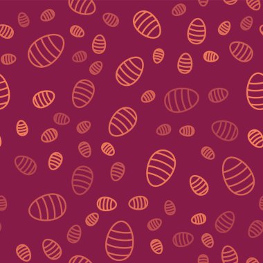 Kahverengi çizgi Paskalya yumurtası ikonu kırmızı arka planda izole edilmiş. Mutlu Paskalyalar. Vektör İllüstrasyonu