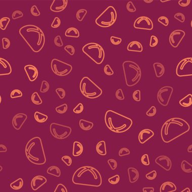 Kahverengi çizgi Paskalya pastası ikonu kırmızı arka planda izole edilmiş pürüzsüz desen. Mutlu Paskalyalar. Vektör İllüstrasyonu