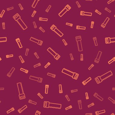 Kahverengi çizgili El, kırmızı arka planda izole edilmiş bir ikon görmüş. Vektör İllüstrasyonu