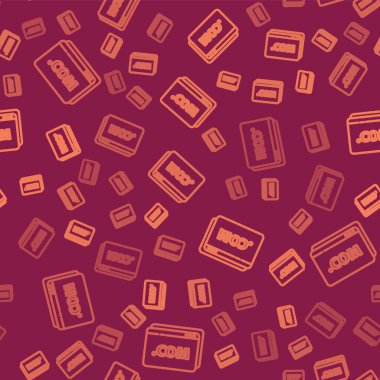 Kahverengi çizgi web sitesi şablonu simgesi kırmızı arkaplanda izole edilmiş pürüzsüz desen. İnternet iletişim protokolü. Vektör İllüstrasyonu
