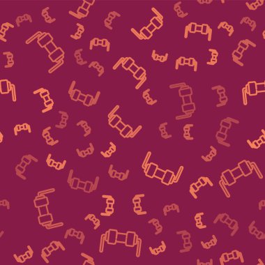 Kahverengi çizgi dirençli elektrik ikonu kırmızı arka planda izole edilmiş pürüzsüz desen. Vektör İllüstrasyonu