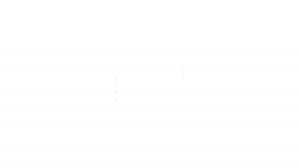Черная линия Медицинская защитная маска значок изолирован на белом фоне. Видеографическая анимация 4K — стоковое видео