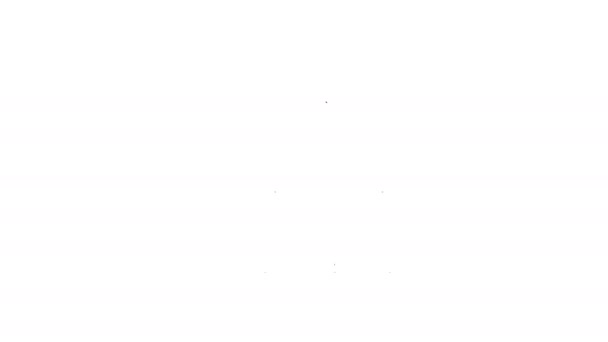 Черная линия Binder клип значок изолирован на белом фоне. Зажим для бумаг. Видеографическая анимация 4K — стоковое видео