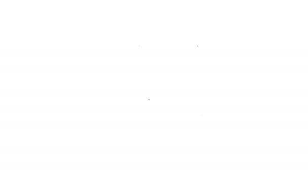 Schwarze Leitung Power Bank mit verschiedenen Ladekabel Symbol isoliert auf weißem Hintergrund. Tragbares Ladegerät. 4K Video Motion Grafik Animation — Stockvideo