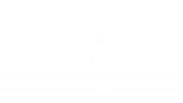 Черная линия Фонарик значок изолирован на белом фоне. Видеографическая анимация 4K — стоковое видео