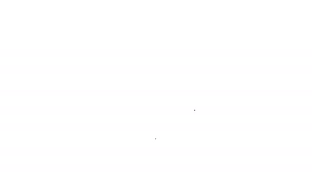 Черная линия Листа растения икона природы изолированы на белом фоне. Ботанический сад красоты спа оздоровительный органический биоэко свежие листья травяные. Видеографическая анимация 4K — стоковое видео