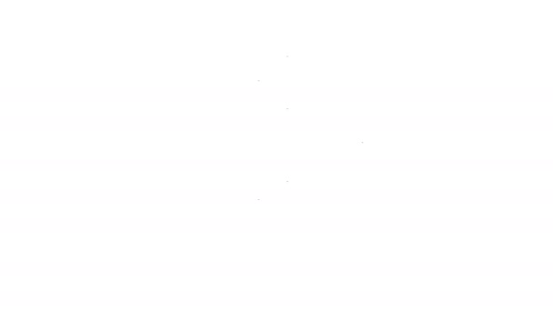 Línea negra Tallos de bambú con hojas icono aislado sobre fondo blanco. Animación gráfica de vídeo 4K — Vídeo de stock