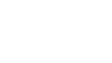 Beyaz arka planda siyah çizgi termos konteynır simgesi izole edildi. Termo matara ikonu. Kamp ve yürüyüş ekipmanları. 4K Video hareketli grafik canlandırması