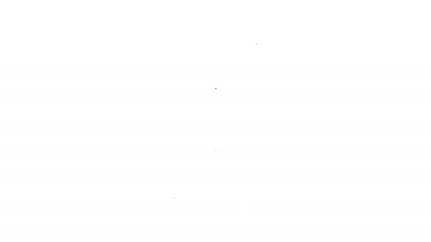 Linha preta lata de refrigerante com beber ícone de palha isolado no fundo branco. Animação gráfica em movimento de vídeo 4K — Vídeo de Stock