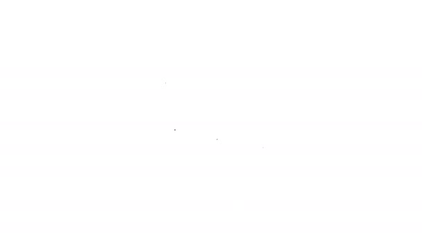 Línea negra Icono de paquete de búsqueda aislado sobre fondo blanco. Seguimiento de paquetes. Lupa y caja de cartón. Logística y entrega. Animación gráfica de vídeo 4K — Vídeo de stock
