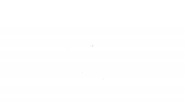 Siyah çizgi Rv Kamp karavanı simgesi beyaz arkaplanda izole edildi. Gezici ev, karavan, yolculuk için ev karavanı. 4K Video hareketli grafik canlandırması