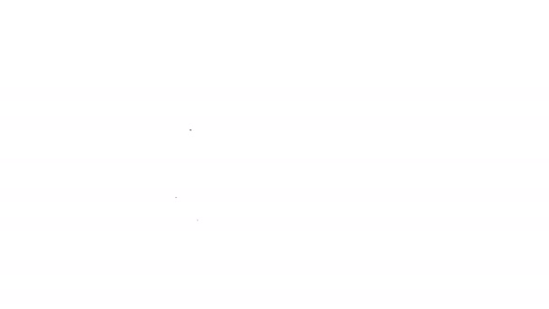 Czarna linia Kawa filiżanka ikona izolowane na białym tle. Filiżanka. Gorąca kawa. 4K Animacja graficzna ruchu wideo — Wideo stockowe