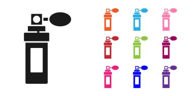 Beyaz arkaplanda siyah parfüm ikonu izole edildi. Simgeleri renklendirin. Vektör İllüstrasyonu