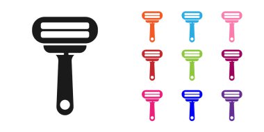 Beyaz arka planda siyah tıraş bıçağı simgesi izole edildi. Simgeleri renklendirin. Vektör İllüstrasyonu