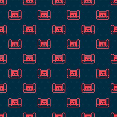 Kırmızı çizgi ev planı simgesi siyah arka planda kusursuz desen izole etti. Vektör İllüstrasyonu