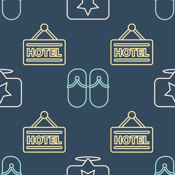 Set Line Map Pointer Star Signboard Text Hotel Flip Flops — Διανυσματικό Αρχείο