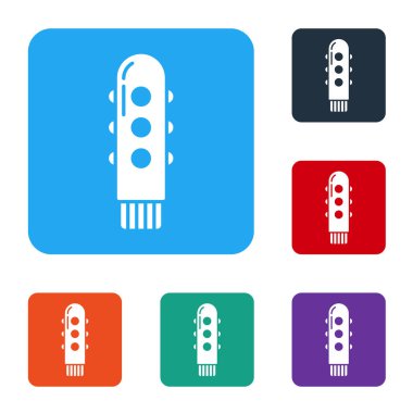 White Dildo vibrator for sex games icon isolated on white background. Sex toy for adult. Vaginal exercise machines for intimate. Set icons in color square buttons. Vector Illustration