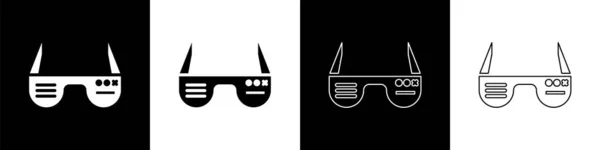 Σετ Smart Γυαλιά Τοποθετημένα Εικονίδιο Γυαλιών Που Απομονώνονται Μαύρο Και — Διανυσματικό Αρχείο