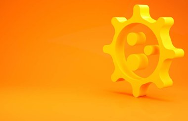 Sarı Virüs simgesi turuncu arkaplanda izole edildi. Corona virüsü 2019-nCoV. Bakteri ve mikroplar, hücre kanseri, mikrop, mantar. Minimalizm kavramı. 3d illüstrasyon 3B canlandırma