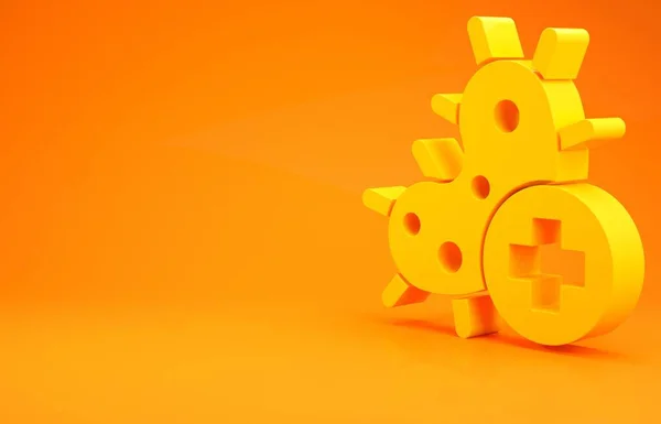 Gelbes Symbol Für Positive Viren Auf Orangefarbenem Hintergrund Coronavirus 2019 — Stockfoto