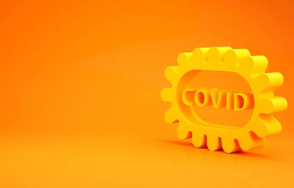 Icono Del Virus Amarillo Corona Covid Aislado Sobre Fondo Naranja —  Fotos de Stock