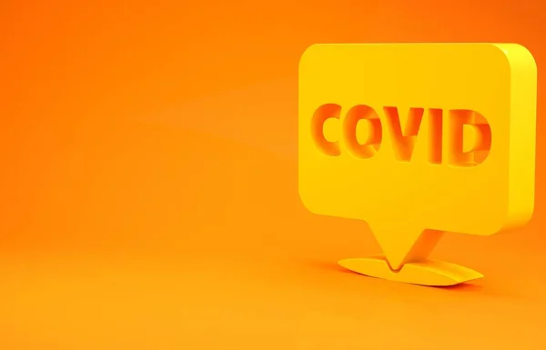 Żółty Wirus Corona Covid Ikonie Lokalizacji Izolowane Pomarańczowym Tle Bakterie — Zdjęcie stockowe