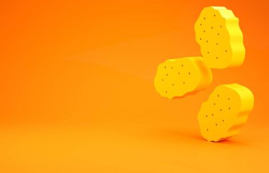 Sarı Tavuk nugget simgesi turuncu arka planda izole edildi. Minimalizm kavramı. 3d illüstrasyon 3B canlandırma