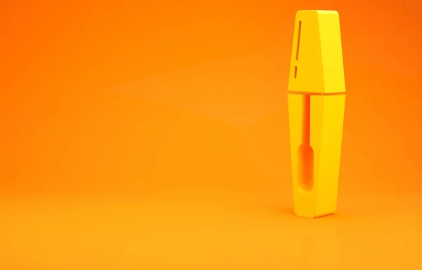 Icône Brosse Mascara Jaune Isolée Sur Fond Orange Concept Minimalisme — Photo