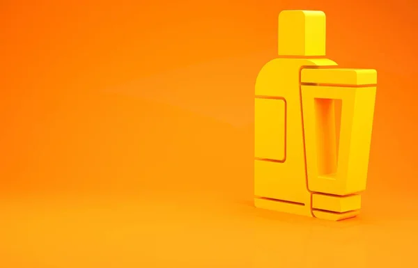 Žlutý Krém Nebo Krém Kosmetické Trubice Ikona Izolované Oranžovém Pozadí — Stock fotografie