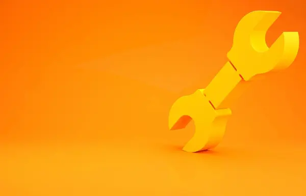 Žlutý Klíč Klíč Ikona Izolované Oranžovém Pozadí Minimalismus Ilustrace Vykreslení — Stock fotografie