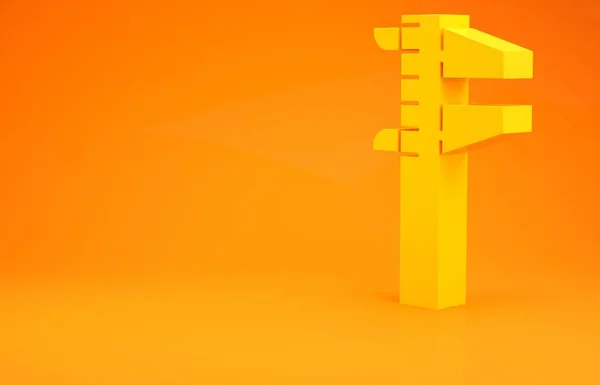 黄色的哈里波特或口径和鳞片图标孤立在橙色背景 精密测量工具 最低纲领的概念 3D渲染3D插图 — 图库照片