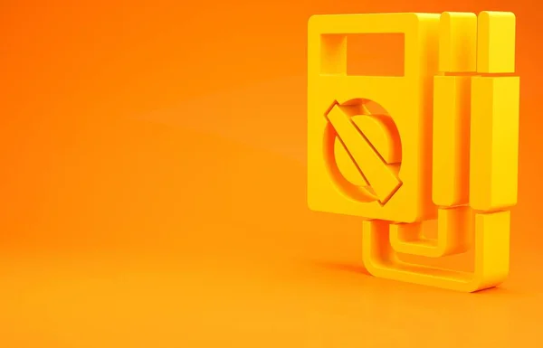 Amperímetro Amarelo Multímetro Ícone Voltímetro Isolado Fundo Laranja Instrumentos Para — Fotografia de Stock