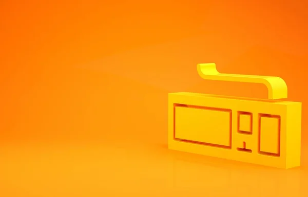 노란색 컴퓨터 키보드 아이콘이 주황색 배경에 분리되어 있습니다 미니멀리즘의 개념입니다 — 스톡 사진