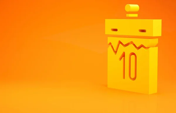 Gele Kalender Pictogram Geïsoleerd Oranje Achtergrond Gebeurtenis Herinnering Symbool Minimalisme — Stockfoto