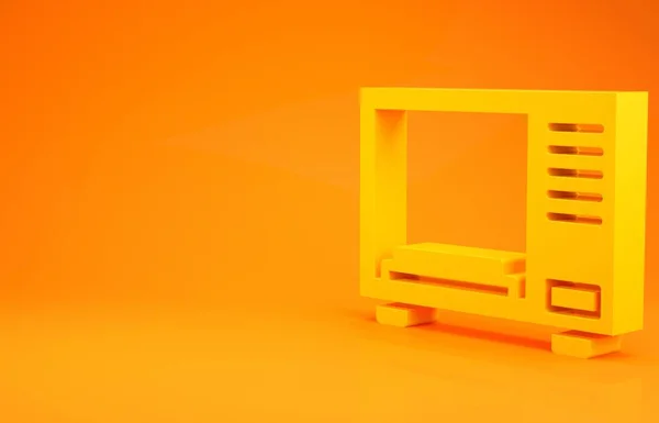 Icono Del Horno Microondas Amarillo Aislado Sobre Fondo Naranja Icono —  Fotos de Stock