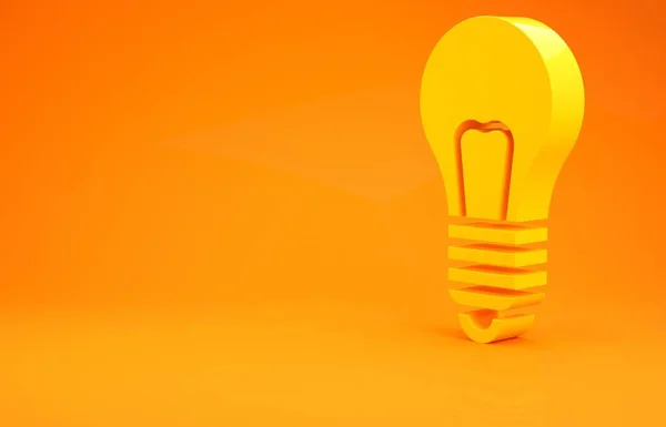 Yellow Light Bulb Concept Idea Icon Isolated Orange Background Energy — Stock Photo, Image