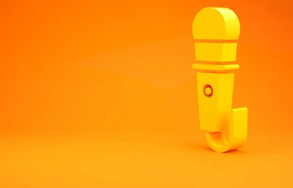 Ícone Microfone Amarelo Isolado Fundo Laranja Microfone Rádio Aéreo Sinal — Fotografia de Stock